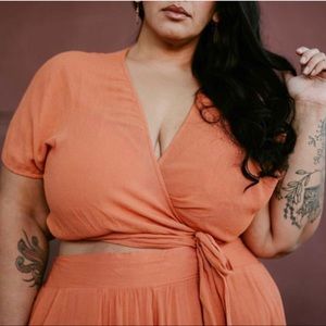 Premme size 3 orange Marissa wrapped crop top